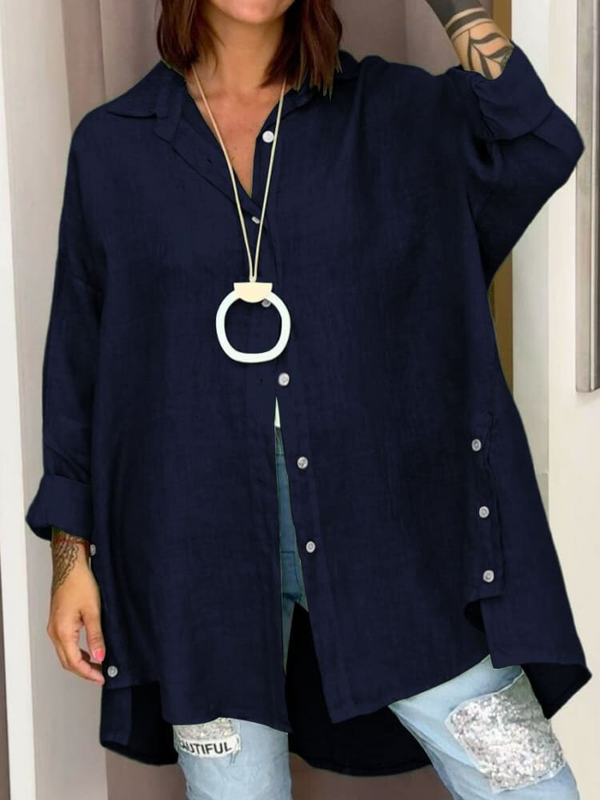 Wilhelmina™ - Leinen-Baumwolle Freizeithemd für Frauen